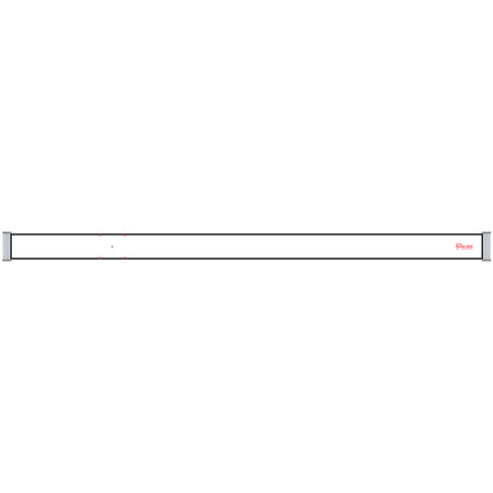 Rectangular metal bar with a red logo on a white background