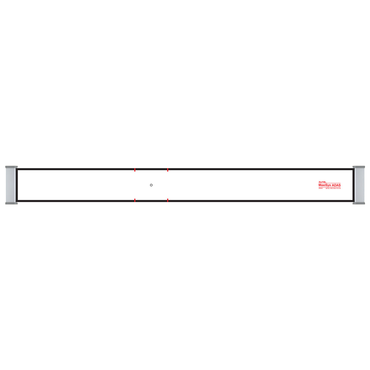 Rectangular metal bar with a red label on a white background