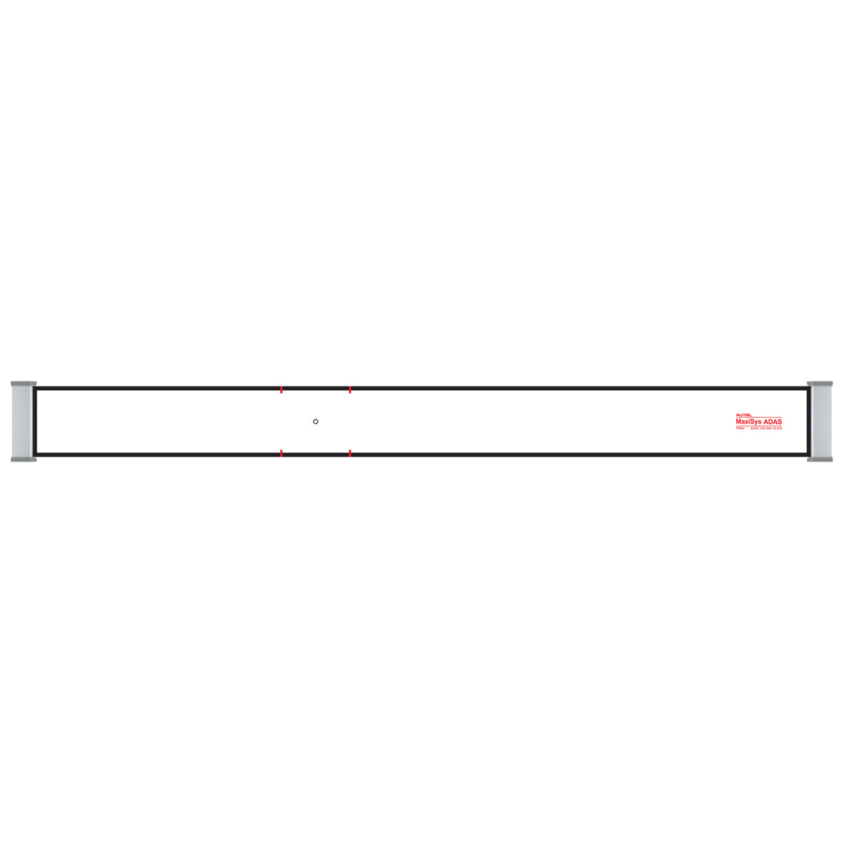 Rectangular white object with a red label on a white background. Wider length.