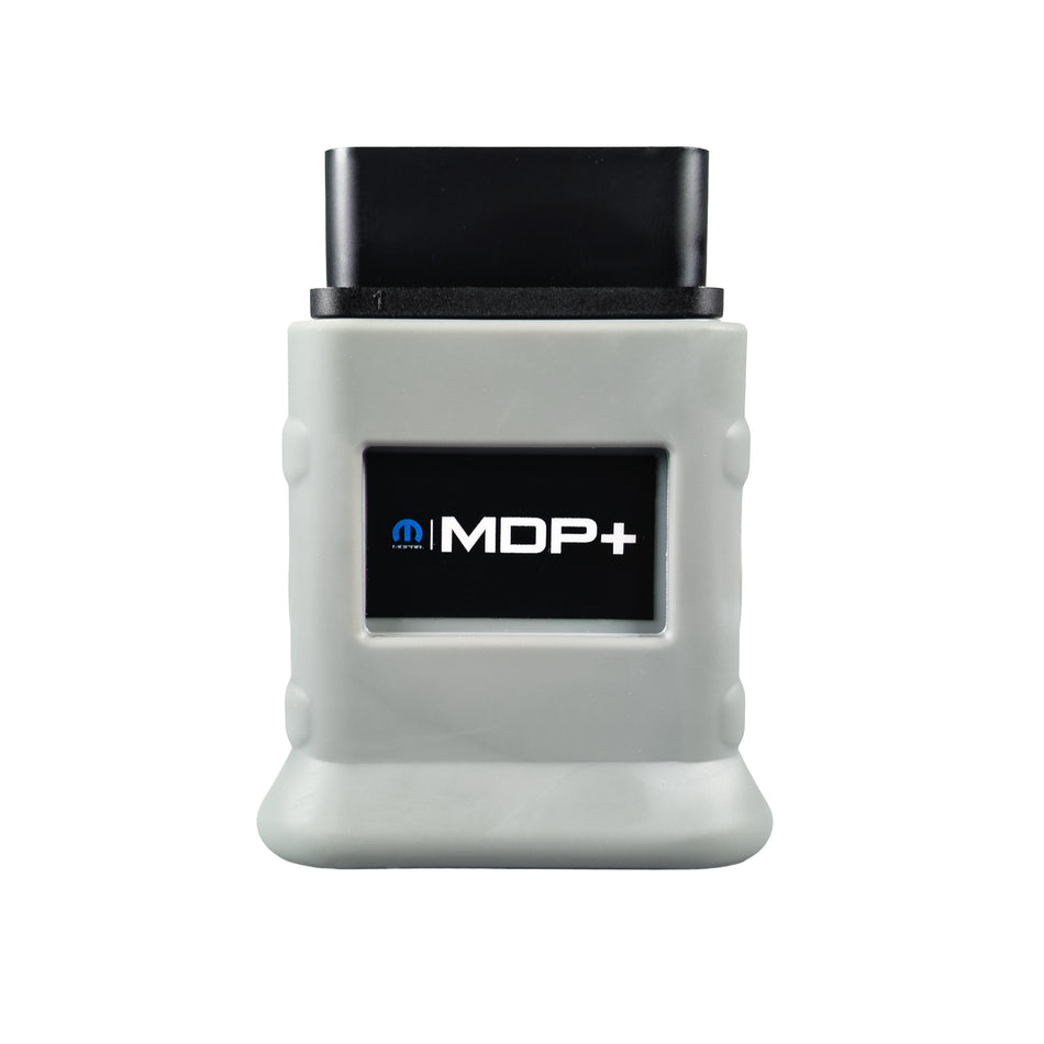 Mopar Diagnostic Pod Plus with grey sleeve (MDP+) facing forward.